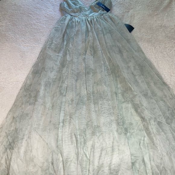 Lulus Blissful Poise Sage Green Floral Mesh Pleated Cutout Maxi Dress - Picture 4 of 11